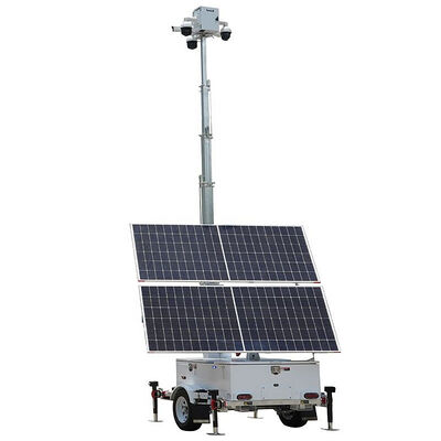 Buy Solar Surveillance Tower Remote Monitoring And Security Construction Sites Trailer Mounted Lighting Tower online manufacture