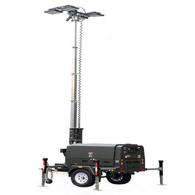 Buy Construction Movable Diesel Light Tower 9m High Mast Telescopic Diesel Light Tower Trailer Light Tower online manufacture