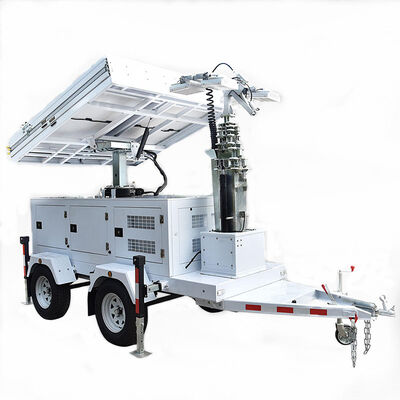 Buy Industrial Mobile Light Tower Solar Powered Light Tower Height Mast 9m Telescopic Lighting Tower online manufacture