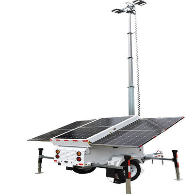 Mobile Solar Light Tower Mast 7m / 8m / 9m Construction Light Tower Trailer Light Tower