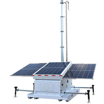 Solar Powered Trailer Mounted Light Tower Mobile LED Tower With Monocrystalline Panel