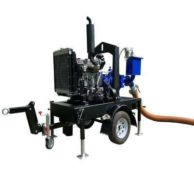 Sewage Mobile Water Pump Maximum Self Suction 8m Centrifugal Pumping System Diesel Motor Pump