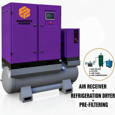 Intelligent Touchscreen Control Portable Air Compressor 50HP High Utilization Laser Cutting Screw Air Compressor Manufacturer  